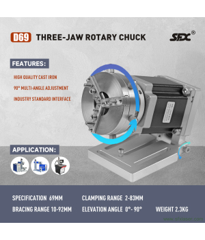 SFX D69 D80 D100 D125 Three-Jaw Rotary Chuck Rotary Axis for Fiber Laser Marking Machine